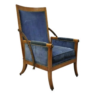 19th Century Italian Biedermeier Mahogany Reclining Lounge Chair With Cast Iron Hardware For Sale
