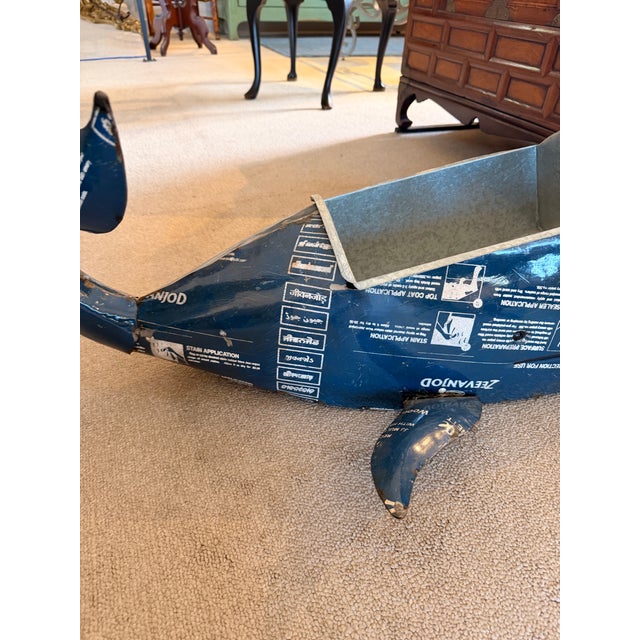 Mid 20th Century Vintage Artist Made Upcycled Metal Whale Drink Cooler/Ice Bucket For Sale - Image 5 of 8