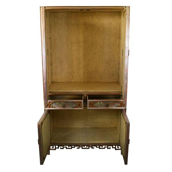 Chinoiserie Reverse Mirror Painted Chinoiserie Armoire For Sale - Image 3 of 7