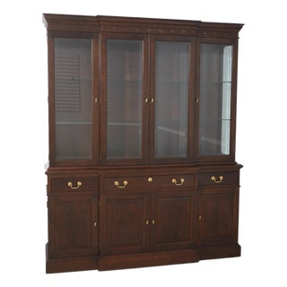 Stickley Beveled Glass Cherry Breakfront China Cabinet For Sale