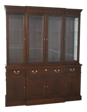 Stickley Beveled Glass Cherry Breakfront China Cabinet