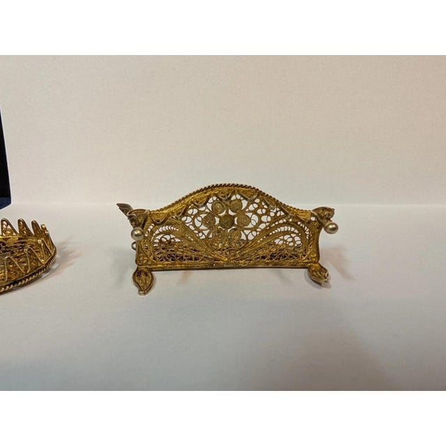 Early 20th Century Miniature Silver Filergra furniture - Set of 4 For Sale - Image 9 of 10