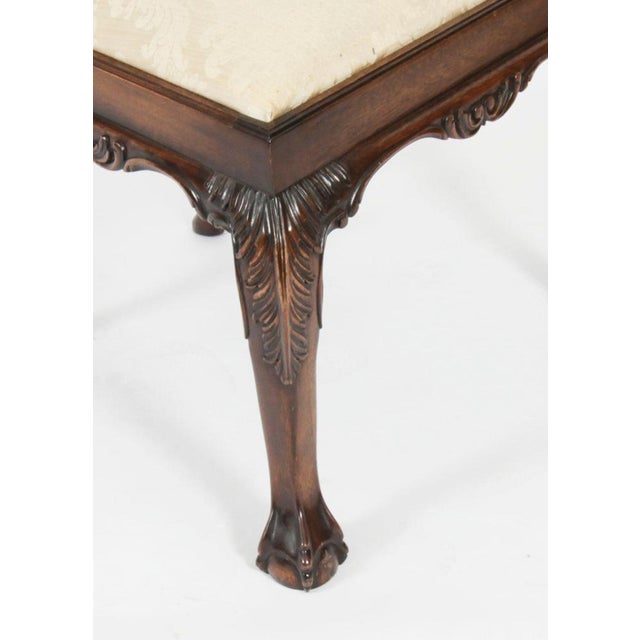 Vintage 20th Century 12ft Twin Pillar Mahogany Dining Table & 12 Chippendale Chairs, Set of 13 For Sale - Image 17 of 18