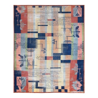 Nazmiyal Collection Vintage Indian Shabby Chic Art Deco Rug For Sale