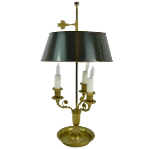 19th Century Louis XVI Style Three Light Gilt Bronze Bouillotte Lamp