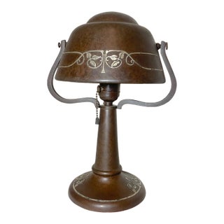 Heintz Antique Arts & Crafts Sterling Silver Over Bronze Desk Table Piano Lamp For Sale