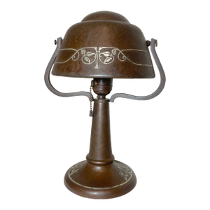 Heintz Antique Arts & Crafts Sterling Silver Over Bronze Desk Table Piano Lamp
