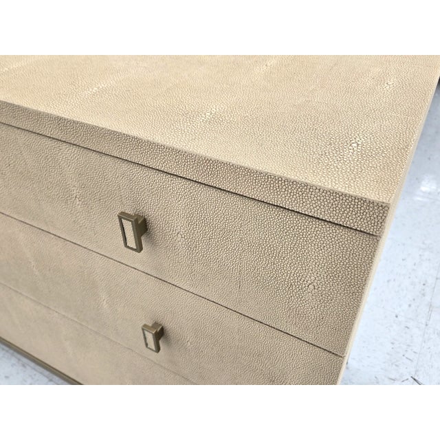 Hollywood Regency Mitchell Gold + Bob Williams 3 Drawer Solange Chest With Cream Faux Shagreen For Sale - Image 3 of 8