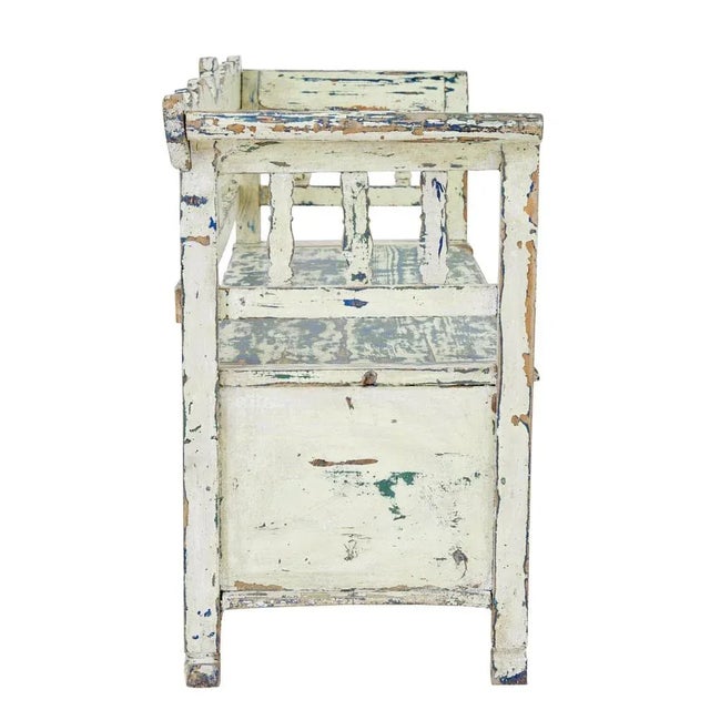 Large Swedish Painted Pine Bench, 1890s For Sale - Image 10 of 12