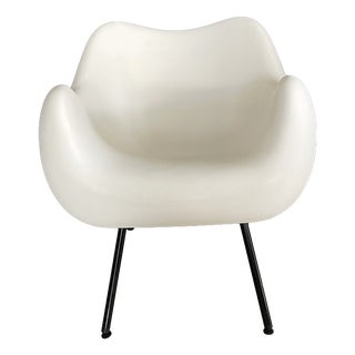 20th Century Modernism Matte White RM58 Armchair by Vzór for Roman Modzelewski For Sale