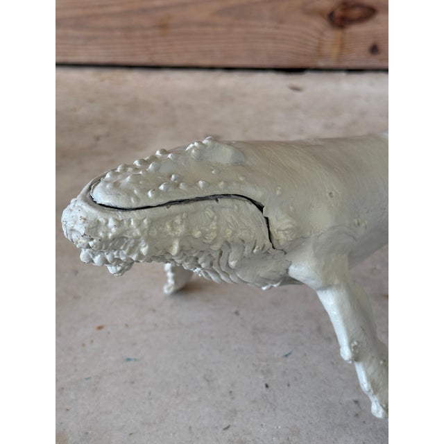 Vintage Nautical Cast Metal Humpback Whale Sculpture With Original Painted Finish For Sale In Naples, FL - Image 6 of 11