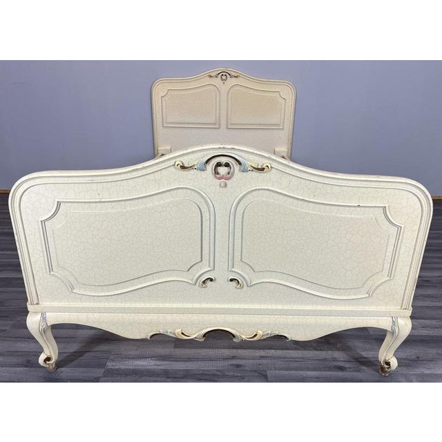 Vintage French Single Bed Frame with Carved Headboard For Sale - Image 3 of 16