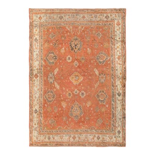 Pumpkin Orange Antique Square Large Oushak Rug - 12'5" x 14' For Sale