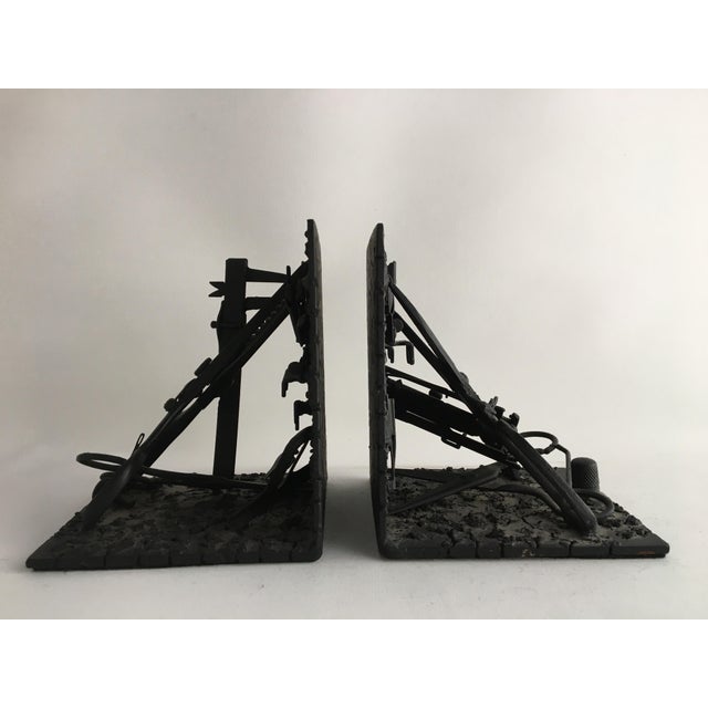 1970s 1970s Folk Art Metal Bookends - a Pair For Sale - Image 5 of 13