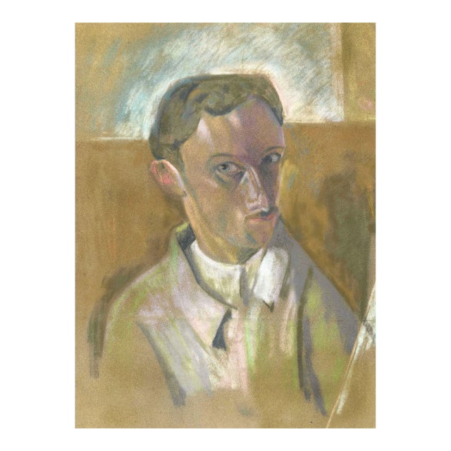 Portrait, Original Drawing In Colored Pastels On Paper Velours, 20th Century For Sale