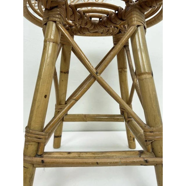 Tan Mid-Century French Bamboo Stool with Spiral Seat, 1950s For Sale - Image 8 of 10