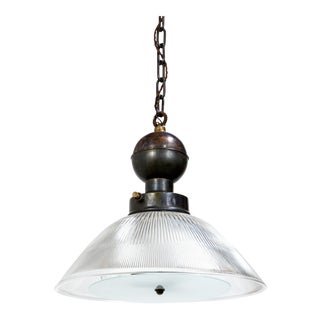 Large Italian Holophane Pendant With Diffuser For Sale