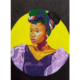Precious and Pressured by Grace Awe | Thread and acrylic on canvas Portrait of a woman in traditional attire For Sale