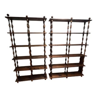 Mid 20th Century Vintage Bistro Pine Spindle Shelves Bookcase For Sale