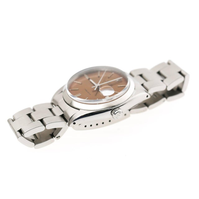 Vintage Rolex Oysterdate Precision reference 6694 in stainless steel featuring champagne-brown sunburst dial with applied...
