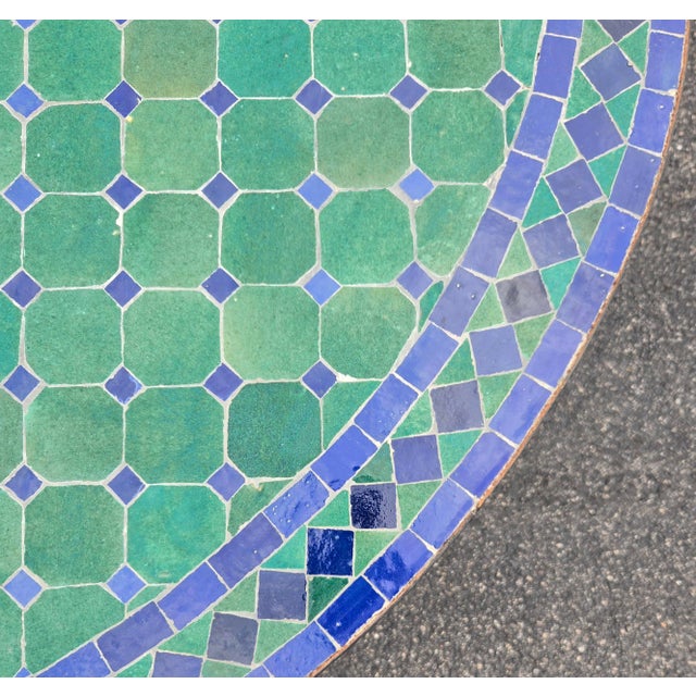 40" Handcrafted Turqoise and Blue Moroccan Mosaic Table For Sale - Image 4 of 7