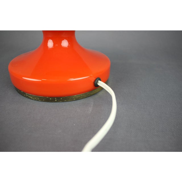 Czech Orange Opaline Glass Mushroom Table Lamp, 1970s For Sale - Image 9 of 13