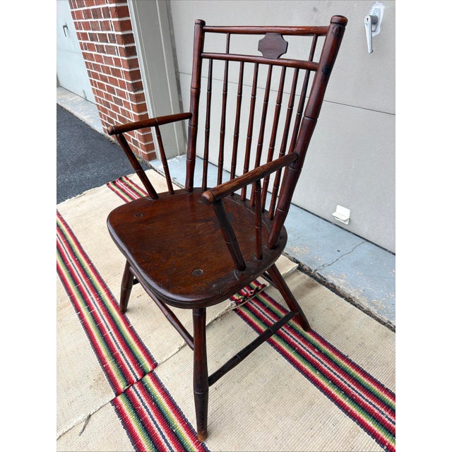Farmhouse Antique Pennsylvania Butterfly & Birdcage Back Windsor Armchair, Circa 1810-1820 For Sale - Image 3 of 18