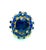 Gemstone Bochic "Orient" Blue Sapphire & Diamond Vintage Cluster Ring Set 18K & Silver For Sale - Image 7 of 17