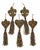 Ornate set of six decorative holiday ornaments featuring three heart designs and three fleur-de-lis designs, richly...