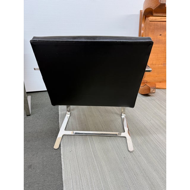 Chrome Brueton Cantilever Leather + Chrome Chairs, Set of Four For Sale - Image 8 of 12