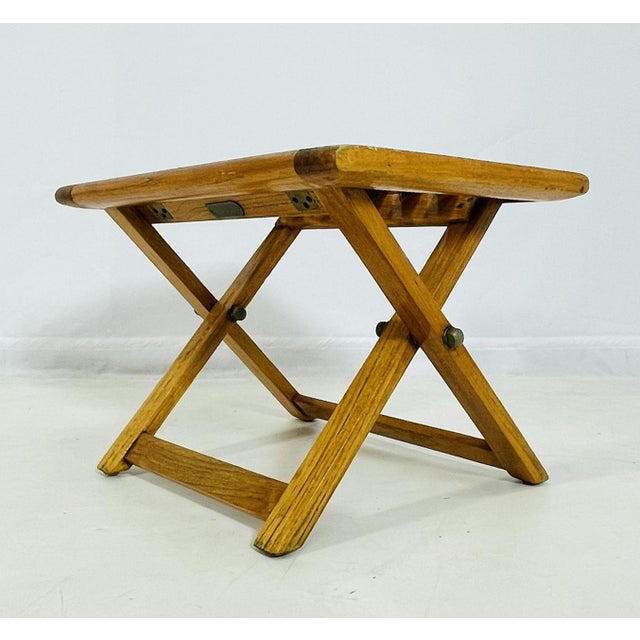 1970s Vintage Folding Teak Slatted Stool by Summit Furniture, Outdoor or Indoor Seat For Sale - Image 5 of 16