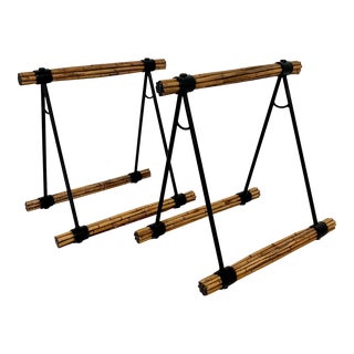 Vintage Bamboo Iron Saw Horse Table Bases-A Pair For Sale