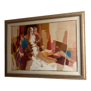 Large 1960s Mid-Century Figurative Abstract Oil Painting by Irving Rosenzweig 1960s (Or Mid-20th Century)