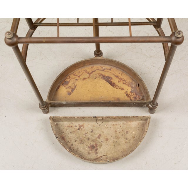 Brass 19th Century French Brass and Cast Iron Umbrella Stand For Sale - Image 8 of 9