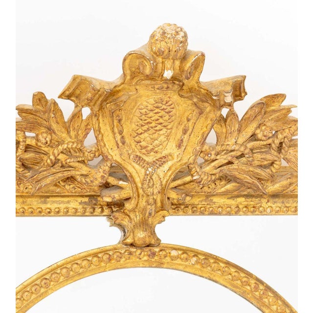 French Louis XVI Style Giltwood Framed Cushion Mirror For Sale - Image 3 of 8