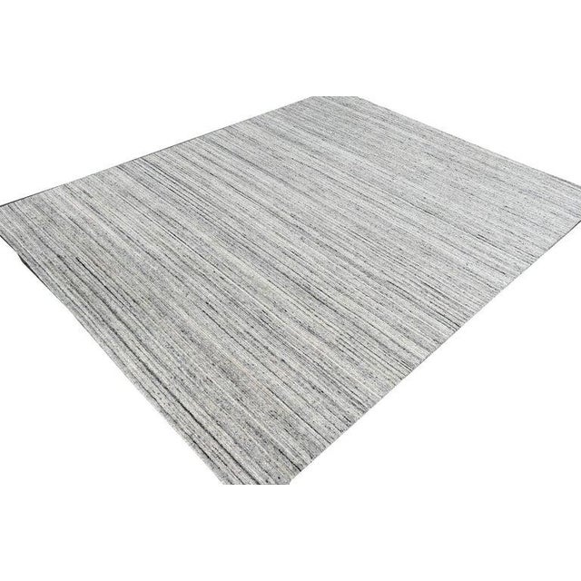 2020s 6x9 Gray Hand-Knotted Wool Striated Textured Look Geometric Modern Carpet Rug For Sale - Image 5 of 7