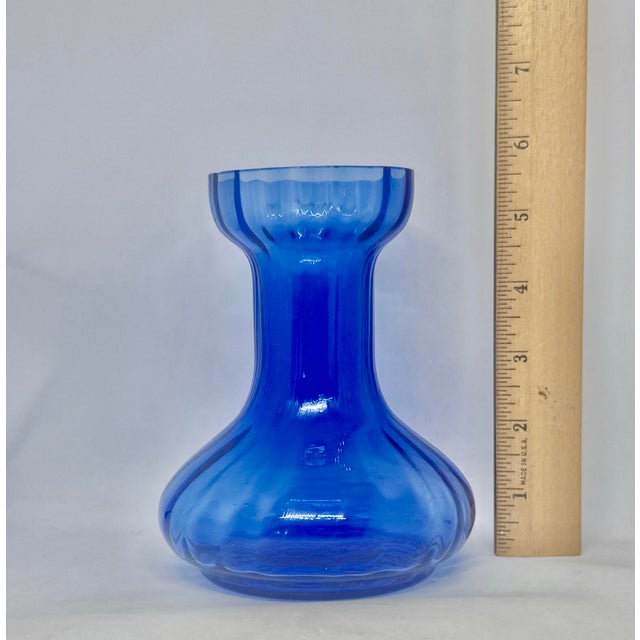 Vintage Cobalt Blue Hour-Glass 5 5/8” Hyacinth Forcing Vase For Sale - Image 10 of 12