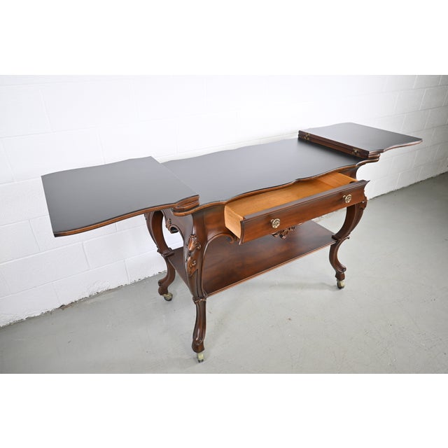 Brown Karges Furniture Louis XV French Provincial Flip Top Walnut Server For Sale - Image 8 of 13