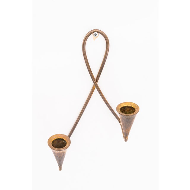Wall Brass Candleholder, Vienna, Austria, 1950s For Sale - Image 6 of 8
