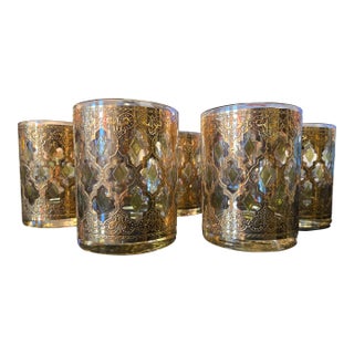 1960s Mid-Century Modern Culver Highball Double Old Fashioned Valencia Cocktail Glasses - Set of 8 For Sale