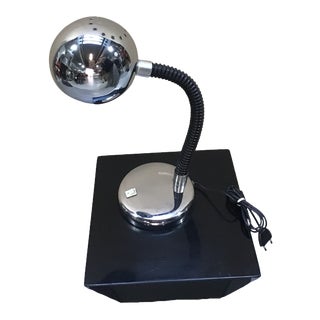 Vintage Italian Chrome and Rubber Desk Lamp, 1970s For Sale