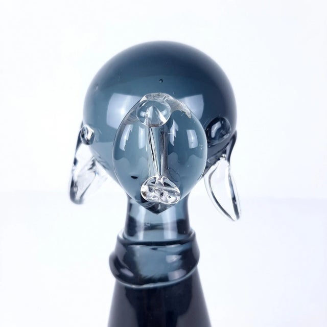 Gray Vintage Gray and Clear Murano Glass Dog Sculpture For Sale - Image 8 of 11