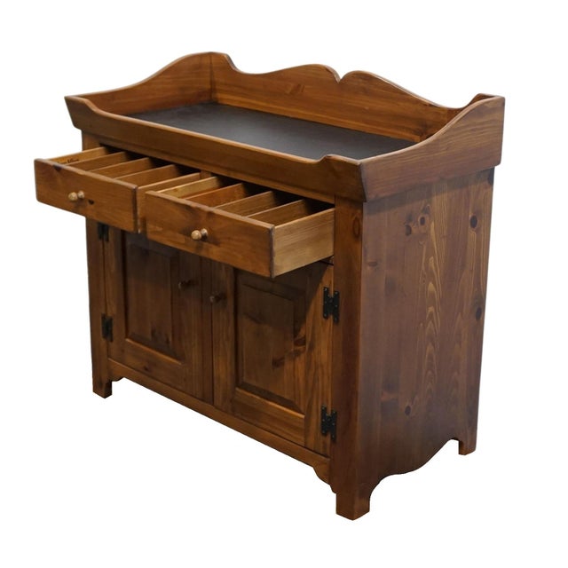 Wood Ethan Allen Country Craftsman Solid Pine Rustic Early American 32" Dry Sink Cabinet 19-6325 For Sale - Image 7 of 13