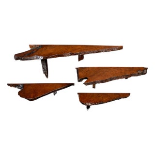 Organic Rustic 1960s Live-Edge Redwood Wall Shelves For Sale