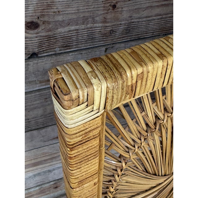 Tan Vintage Boho Coastal King-Size Sunburst Rattan Headboard For Sale - Image 8 of 12