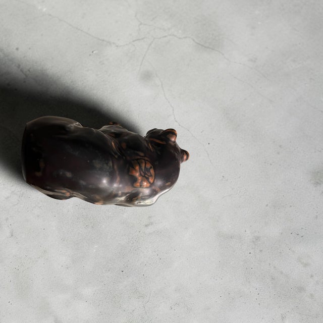 Large Flambé Glazed Stoneware Bear Figurine by Knud Kyhn for Royal Copenhagen, 1950s For Sale - Image 16 of 17