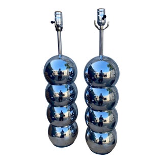 Mid-Century Modern Chrome Ball Lamp George Kovacs Style a Pair For Sale