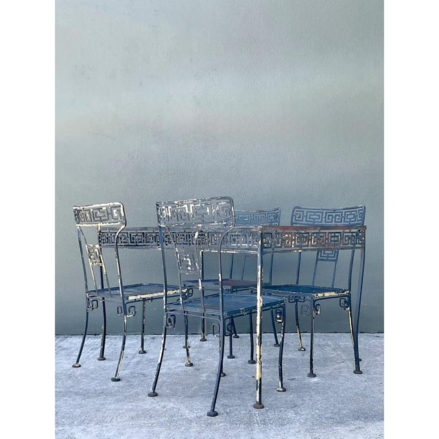 Vintage Meadowcraft Greek Key Metal and Glass Patio Table For Sale In West Palm - Image 6 of 12