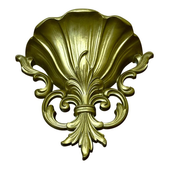 Vintage Homco Gold Hollywood Regency Wall Pocket For Sale