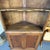 Brown 19th Century Rustic American Pine Corner Cupboard With Open Shaped Shelves Over Doors For Sale - Image 8 of 18